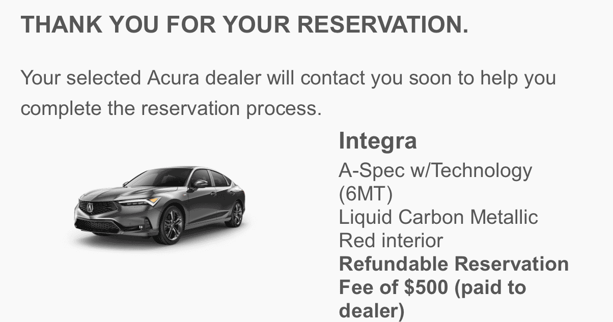 Acura Integra Placing Orders 1647226266954