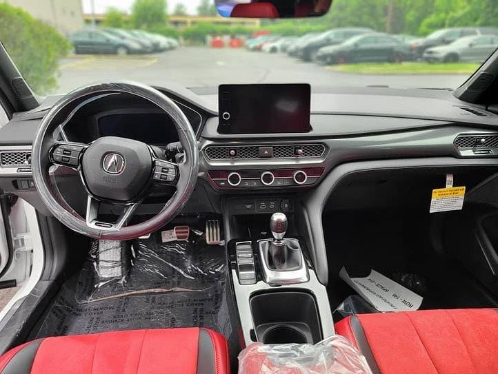 Acura Integra Official PLATINUM WHITE Integra Club & Photos Platinum White 2023 Acura Integra A-Spec Red Interior 8