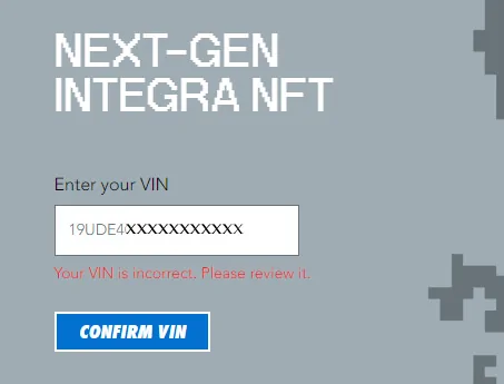 Acura Integra NFT/Not For Takeout: Do you lose it if you change your mind? NFT convert error