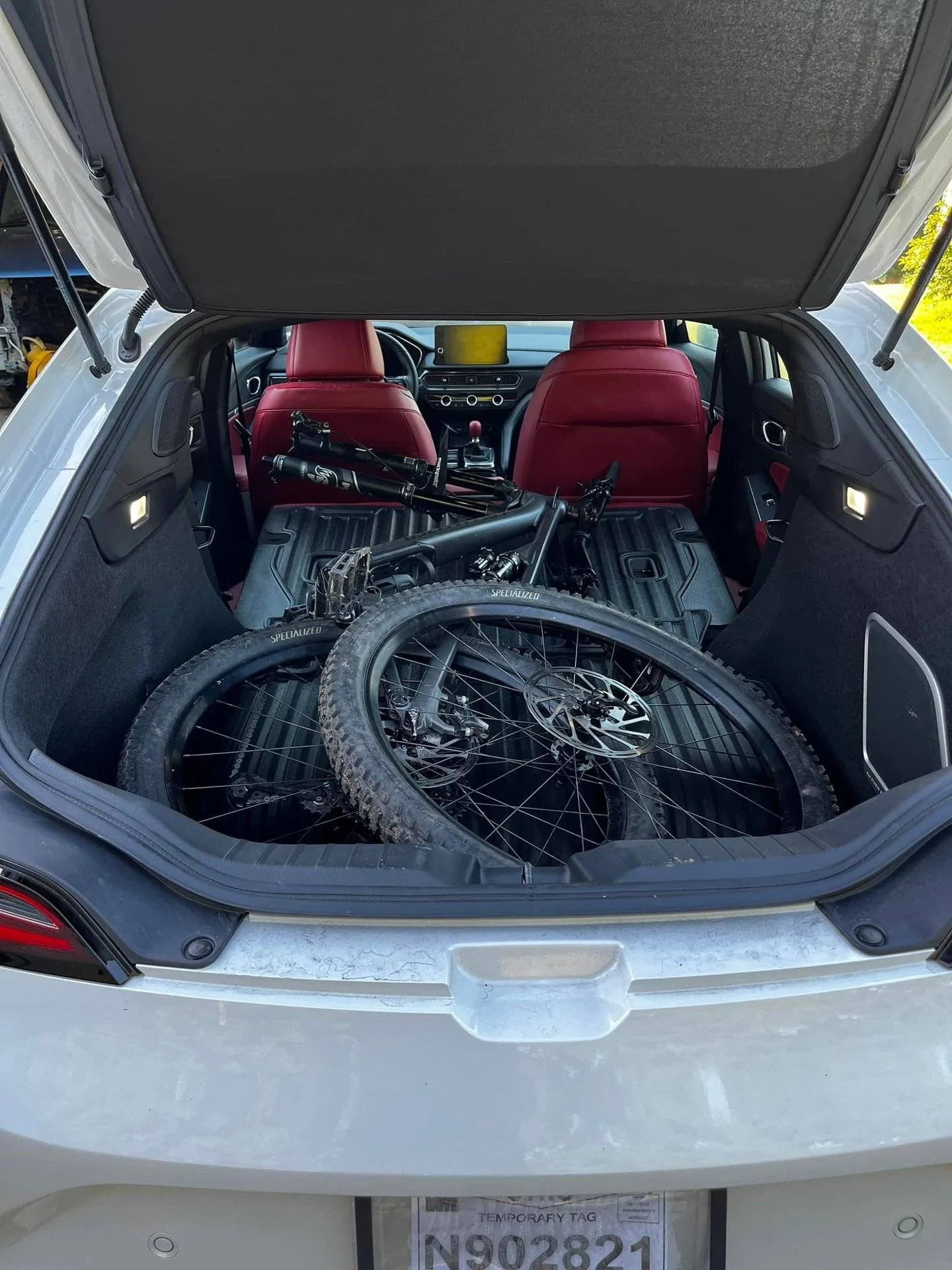 Acura Integra Mountain bike fits in cargo hatch / trunk mountain bike 2023 acura integra trunk cargo hatchback