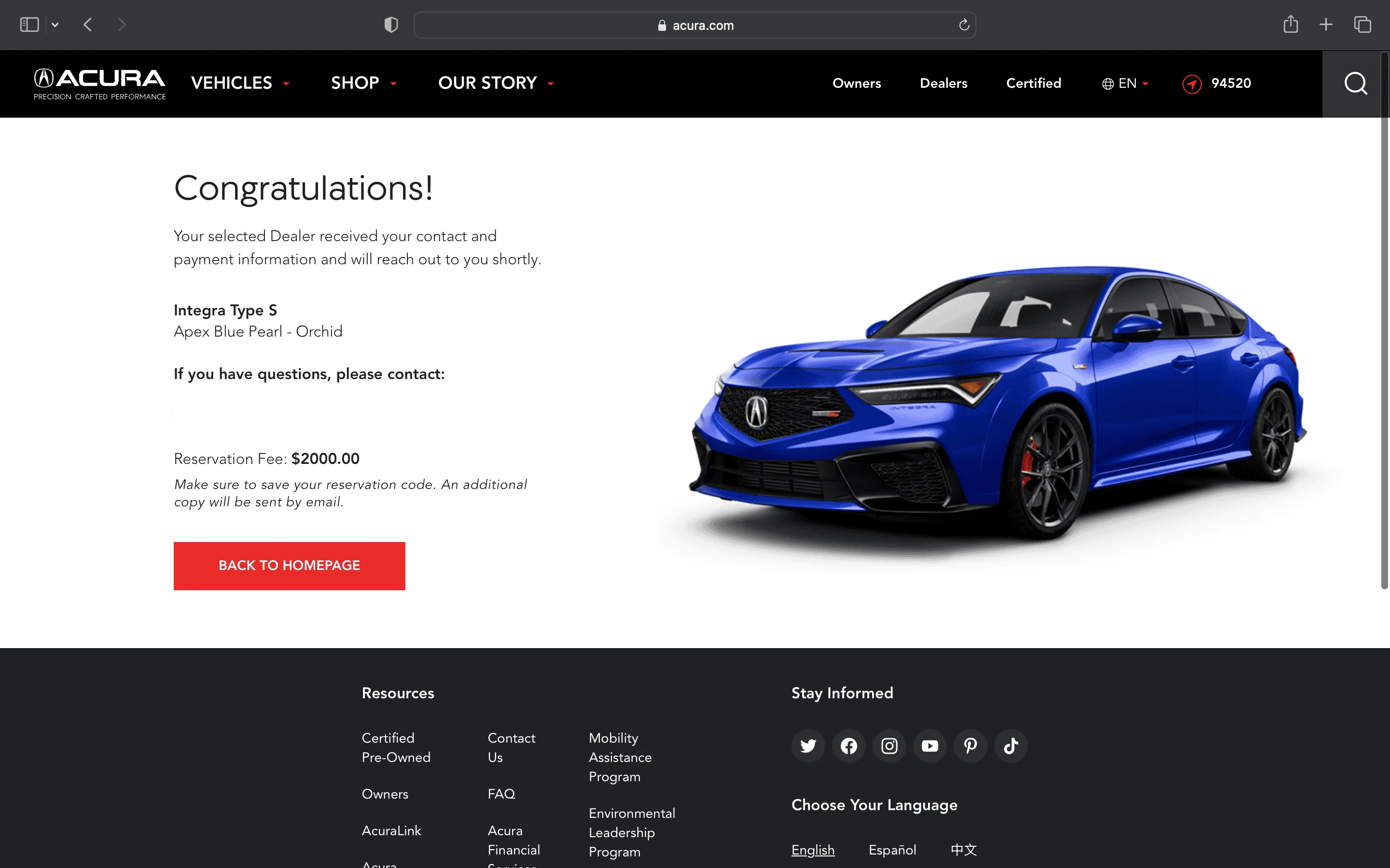 Acura Integra 2024 Acura Integra Type S Preordering Officially Begins! Screenshot 2023-05-11 at 3.23.05 PM