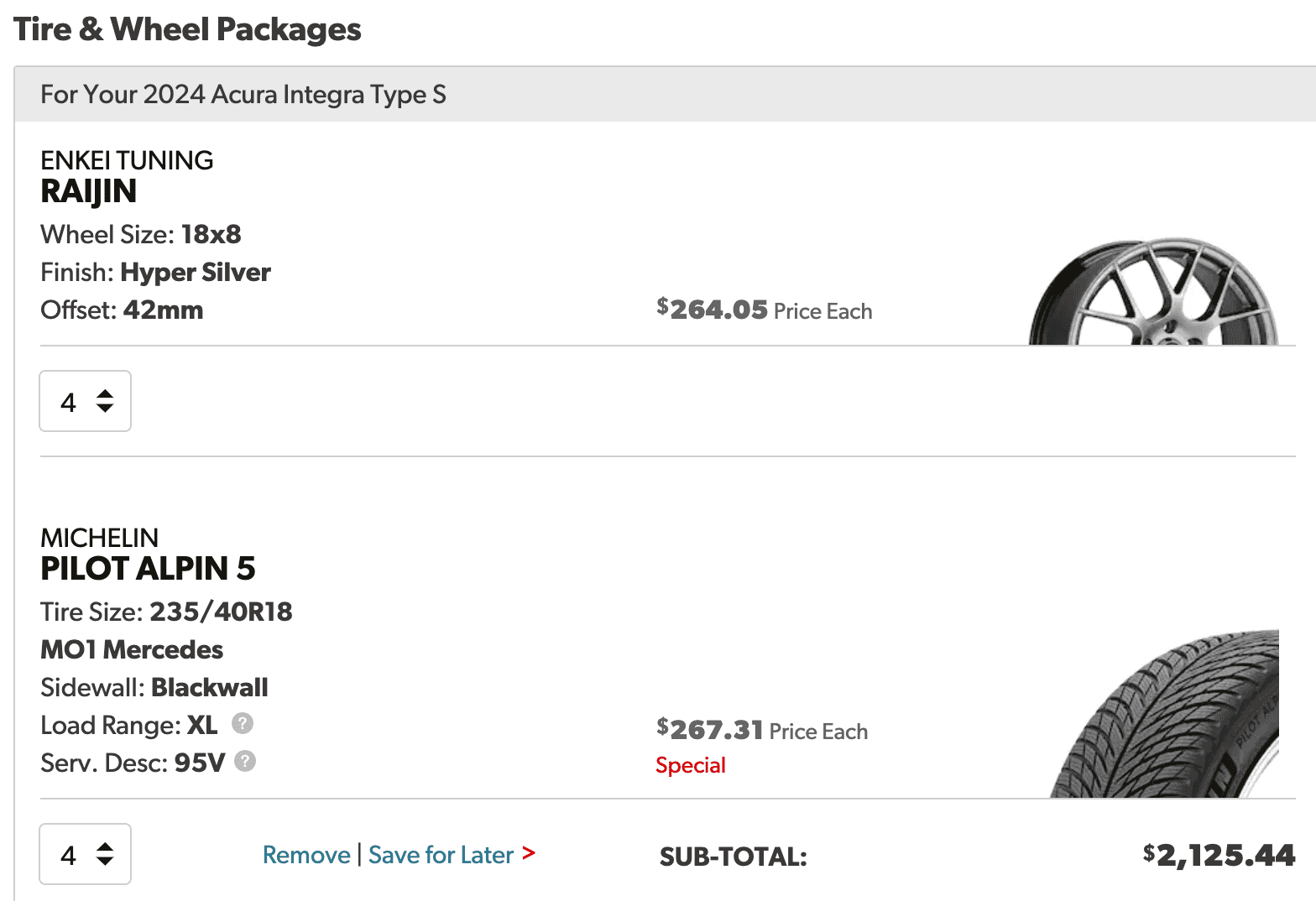 Acura Integra Type S Winter Wheels / Fitment Specs Screen Shot 2023-05-16 at 3.45.07 PM