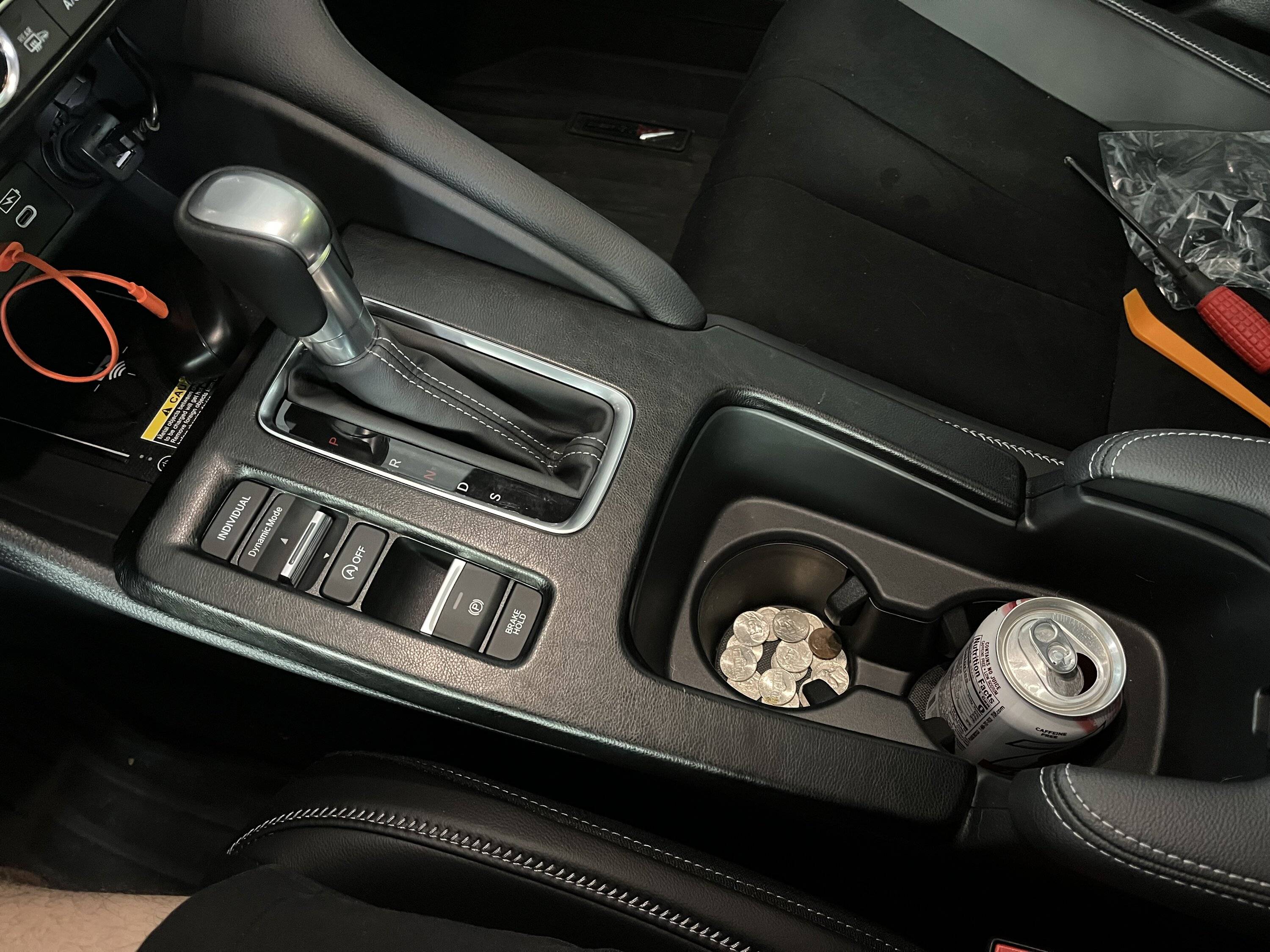 Acura Integra Wrapped shift trim in faux leather IMG_0694