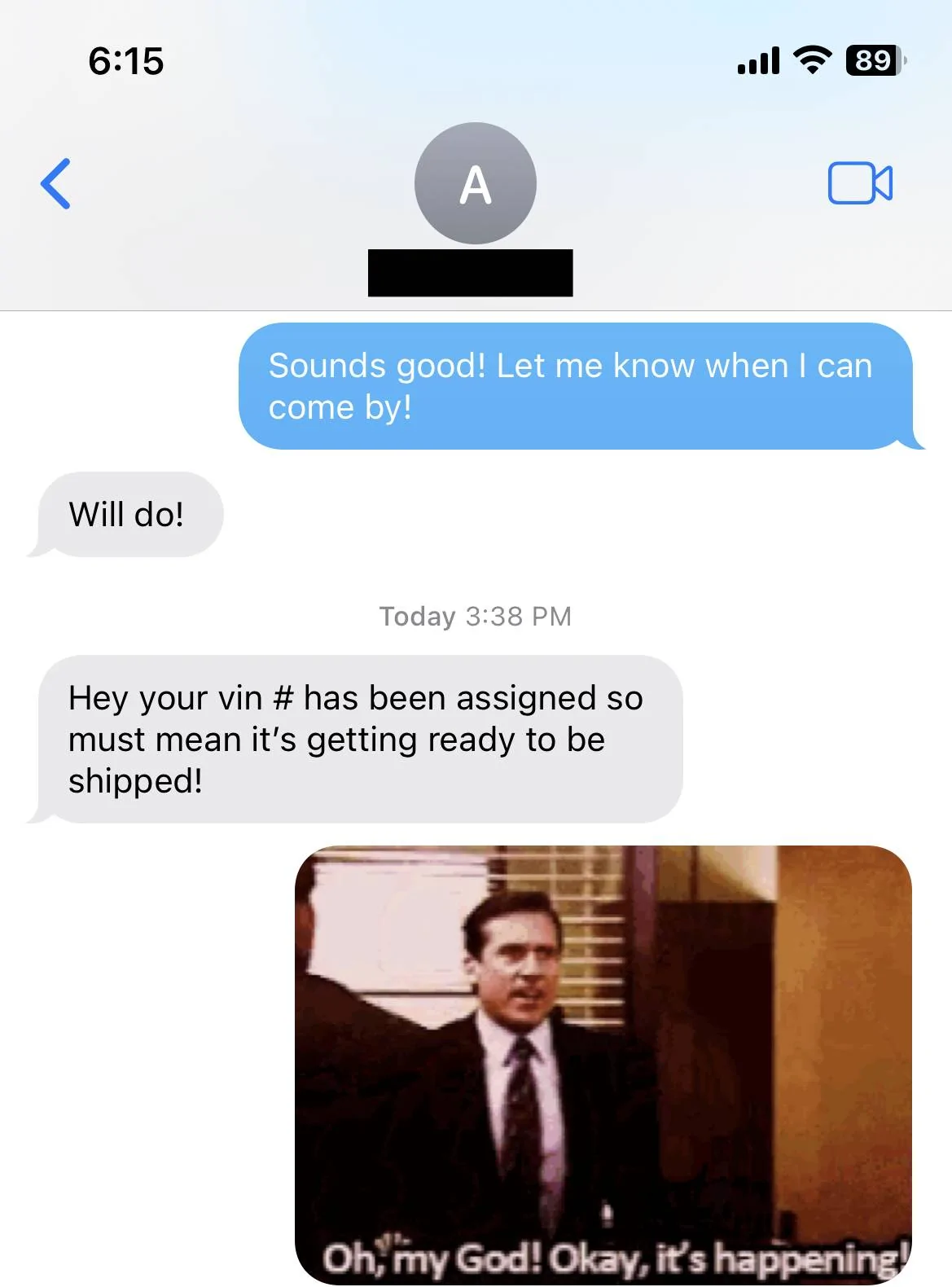 Acura Integra Text from dealer saying my Integra Type-S is ready to be shipped IMG_3190