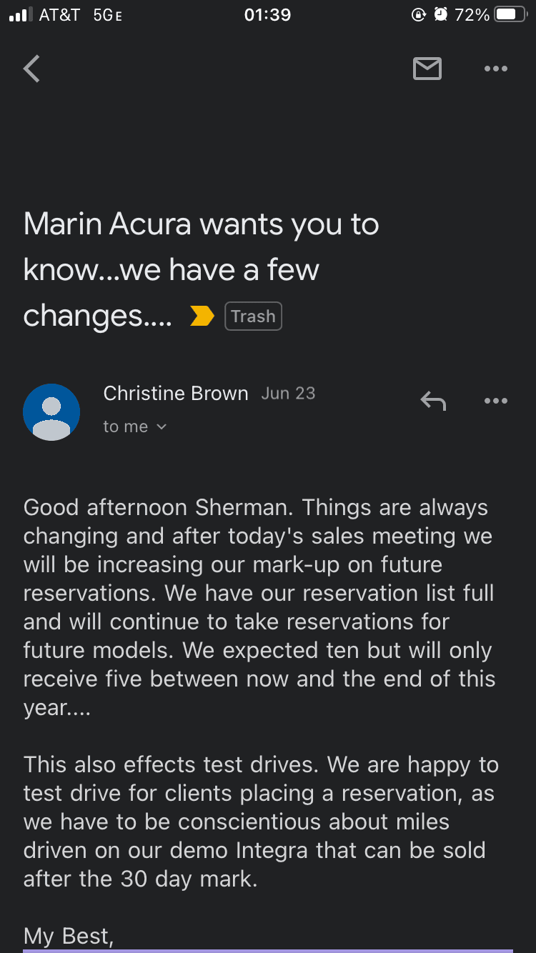 Acura Integra List of Honest Acura Dealerships For Type S (MSRP vs Markup List -- Integra Type S) IMG_7603