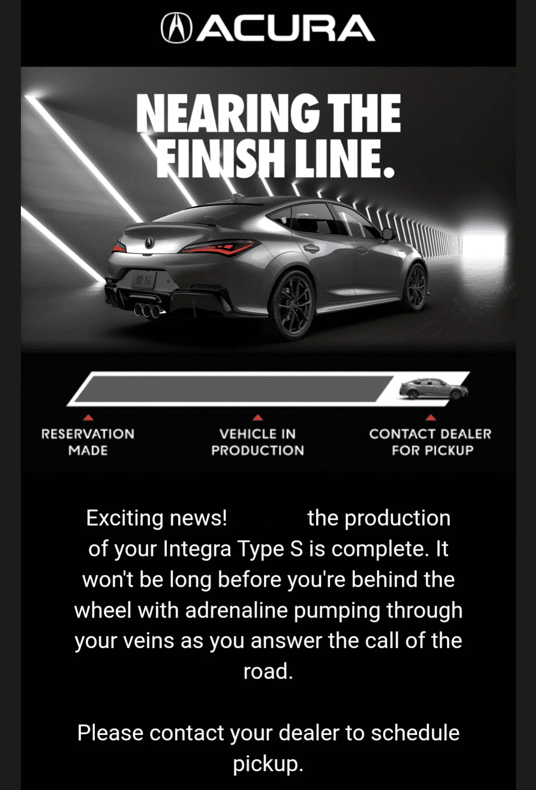 Acura Integra Estimated Delivery Timeframe for the 200 Preordered Cars Screenshot_20230705-122251