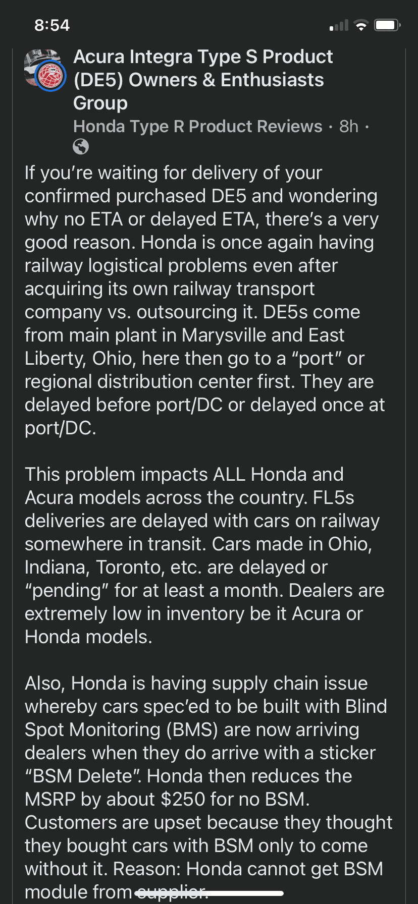 Acura Integra Estimated Delivery Timeframe for the 200 Preordered Cars IMG_1887