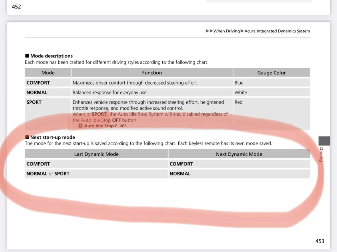 Acura Integra How to make Individual mode selected when car starts 1689899894956
