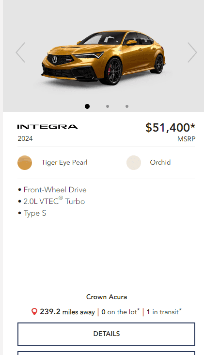 Acura Integra 2024 Estimated Production Schedule for each Color Scheme on Integra Type S 1692370759378