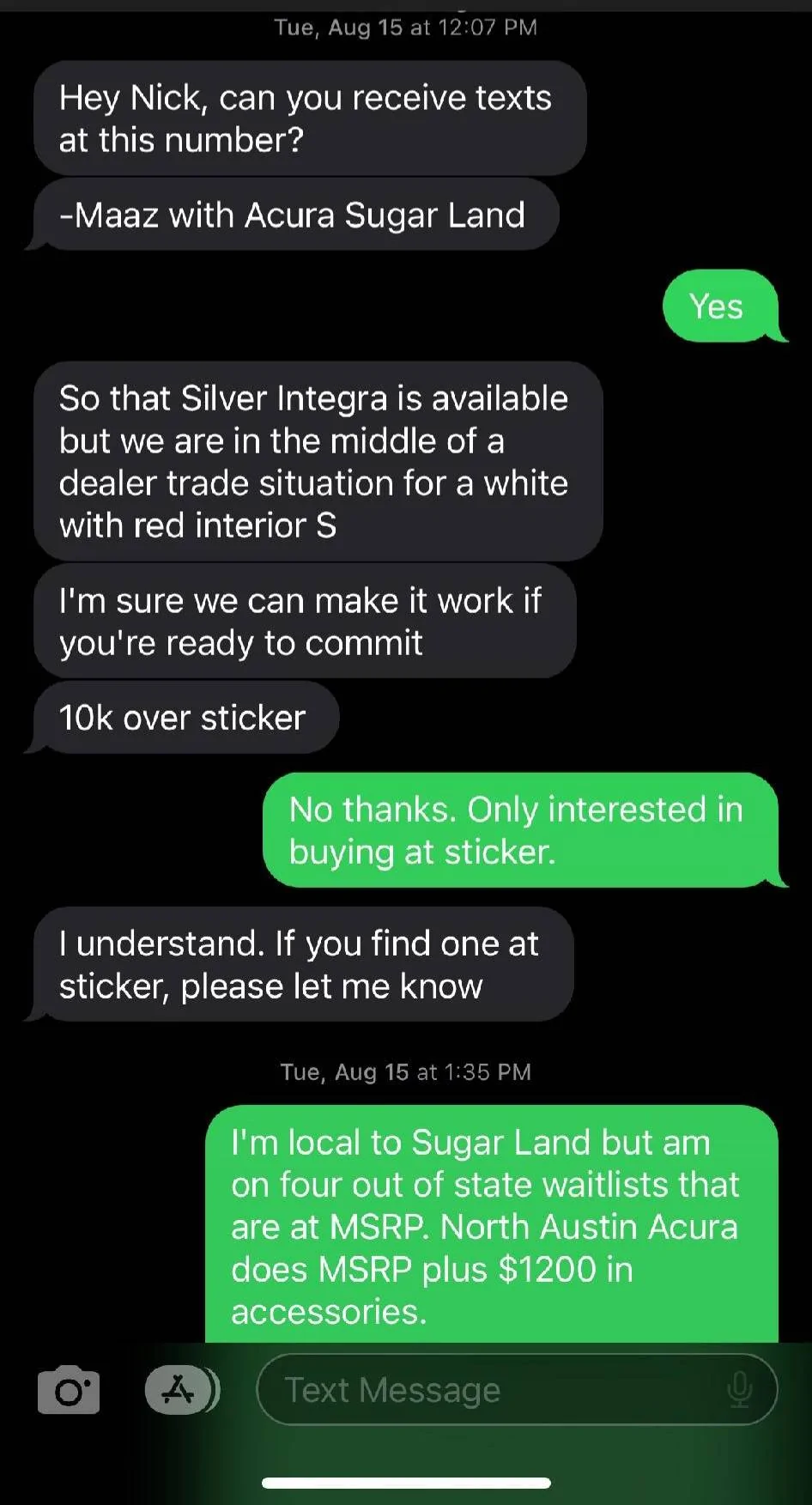 Acura Integra List of Honest Acura Dealerships For Type S (MSRP vs Markup List -- Integra Type S) IMG_20230822_074215