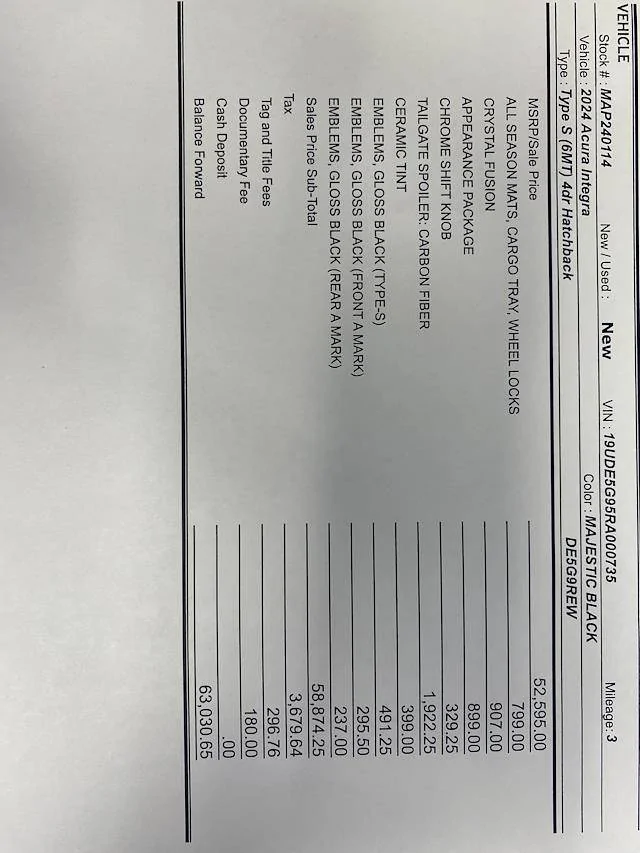 Acura Integra List of Honest Acura Dealerships For Type S (MSRP vs Markup List -- Integra Type S) image_0