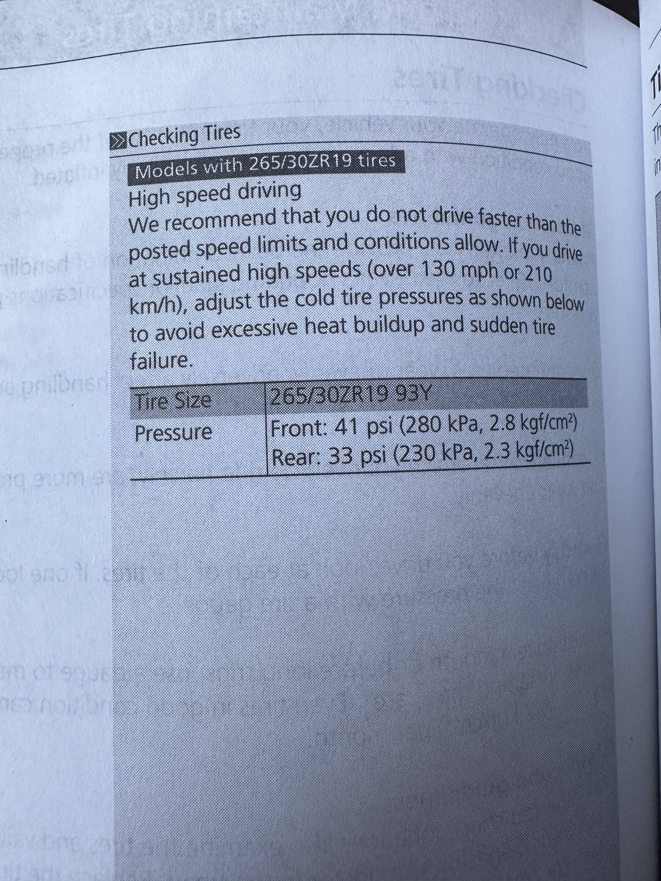 Acura Integra Correct OEM tire pressure 265/30/ZR19 6F75464A-611F-412A-9D52-BFD673C505B2