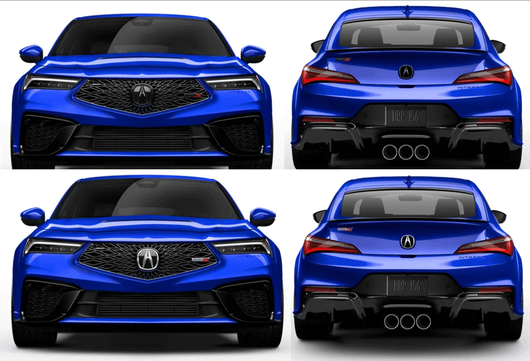 Acura Integra Chrome VS Blacked out Emblems (side by side) 1701184205735