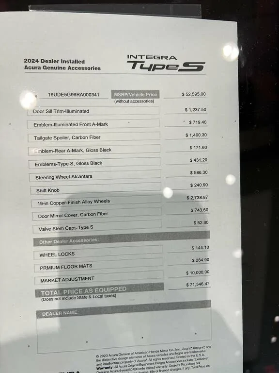 Acura Integra F/S: 2024 Acura Integra Type S White/Red 1,100 miles, Bronze wheels, Carbon fiber, alcantara and more! ld4VWN