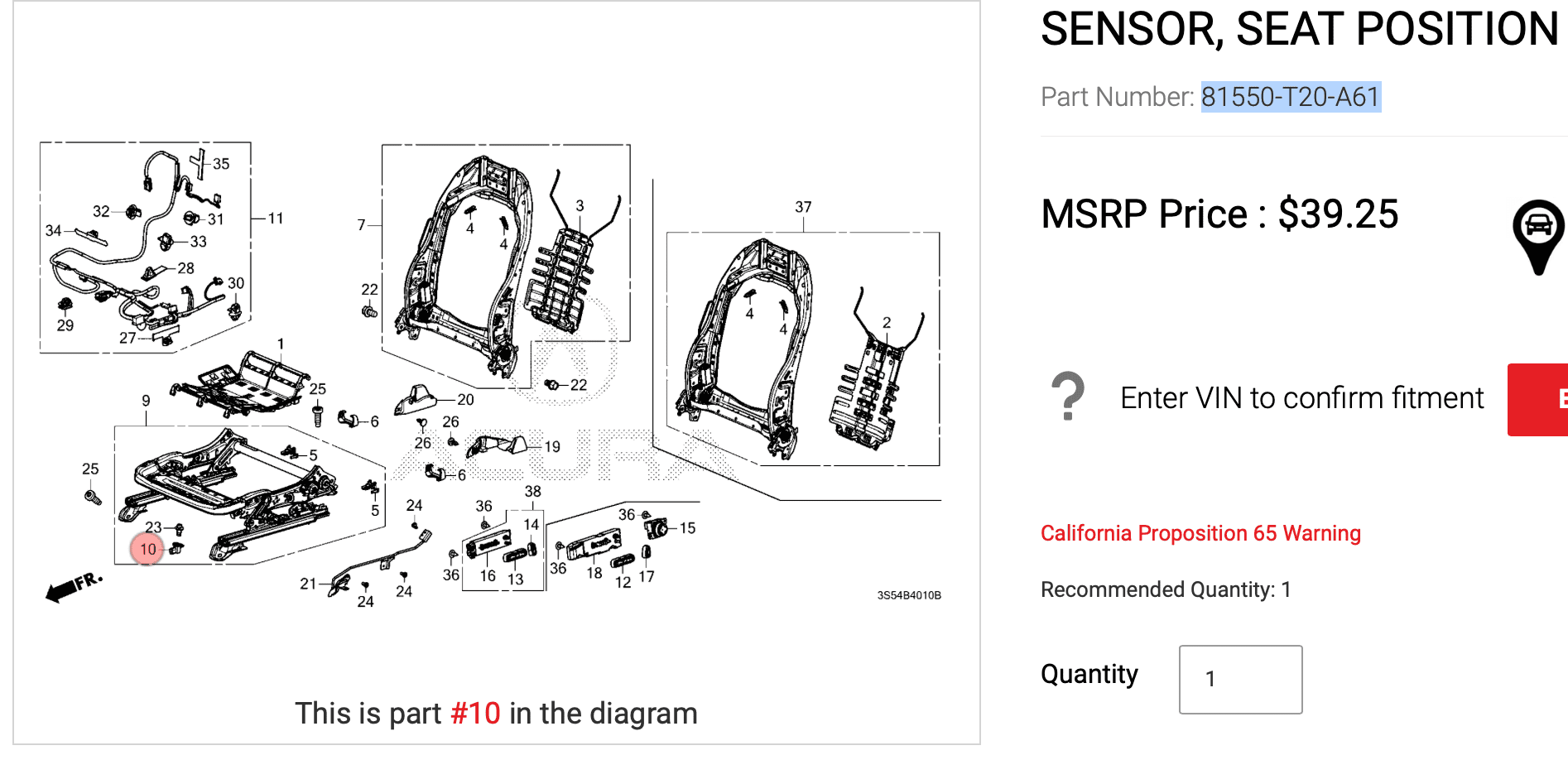 Acura Integra Adding memory drivers seat SSP