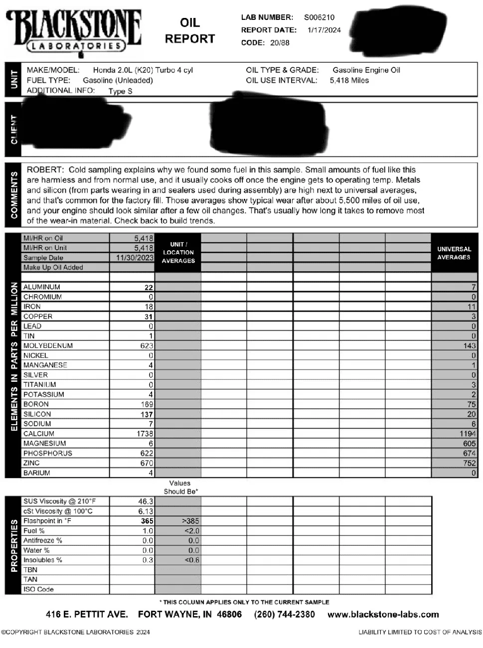 Acura Integra Oil Analysis at 5k (Blackstone Labs Report) IMG_1593
