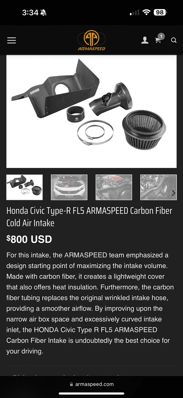 Acura Integra ARMASPEED Carbon Fiber Intake IMG_7316