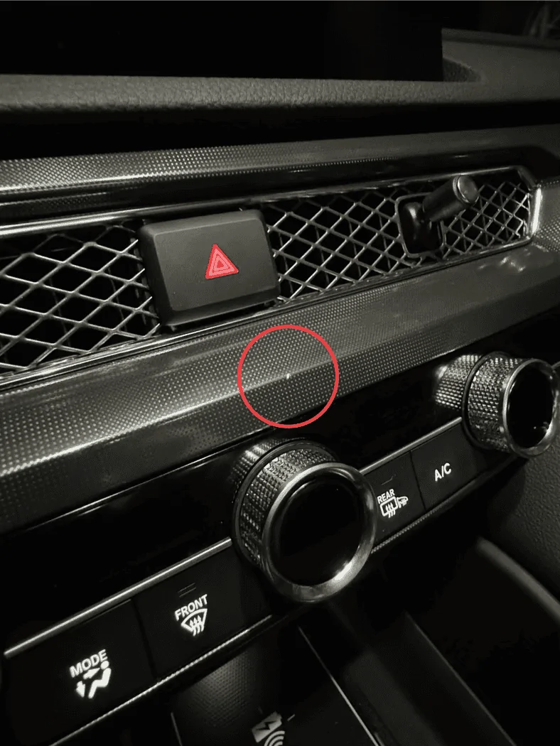 Acura Integra How to mitigate a nick in the plastic dash panel? ITS dash nick