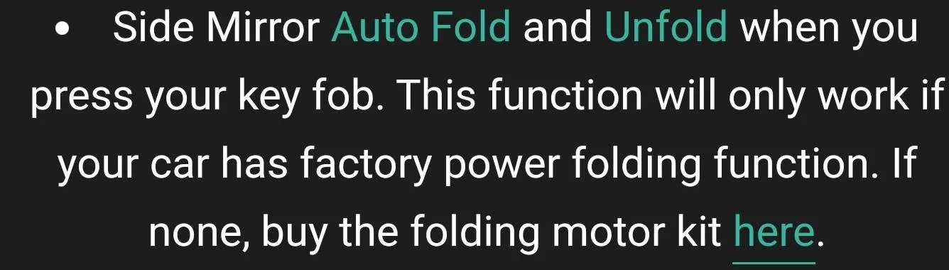 Acura Integra Auto Folding Mirrors installed 1000006952