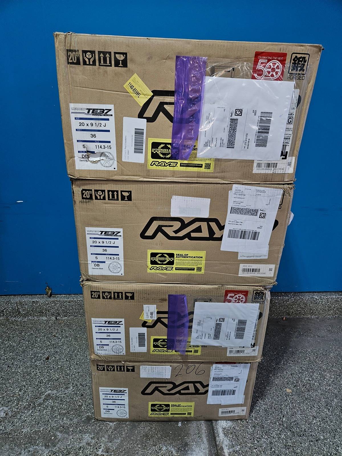 Acura Integra Volk Racing TE37 Diamond Black wheels 20x9.5 5x114.3 et 36, set of 4 20240211_075227