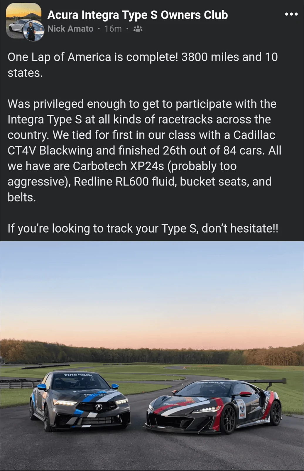 Acura Integra Integra Type S Competing in Iconic 'One Lap of America' 8-Day Cross Country Road Rally Screenshot_20240511-115334