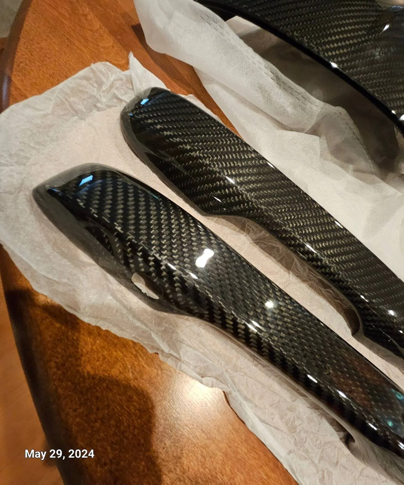 Acura Integra Real dry weave carbon fiber caps with matching door handles 20240529_125237