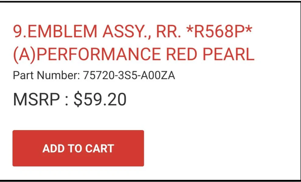 Acura Integra Rear emblem base part number Screenshot_20240708-173327