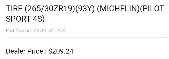 Acura Integra OEM tires dealer priced extremely low. Tires