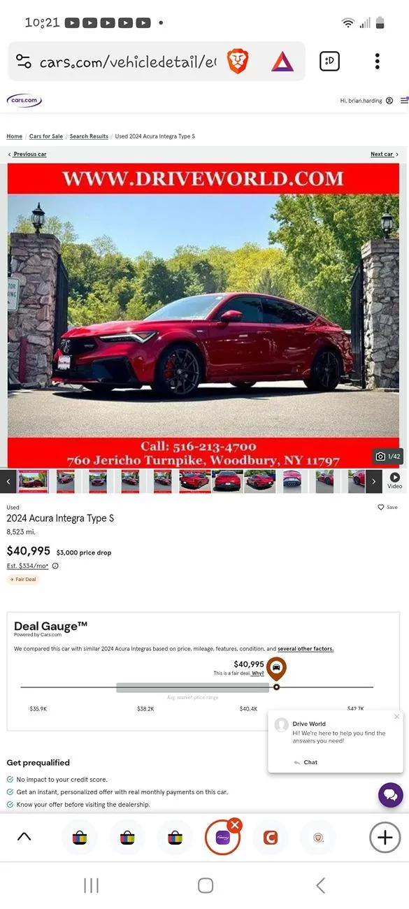 Acura Integra WTB: Lightly used Performance Pearl Red NC Screenshot_20240812_102123_Brav