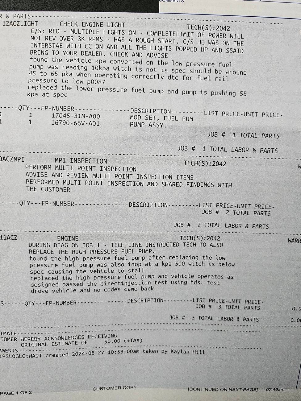 Acura Integra CEL under @ 900 Miles 20240917_100317