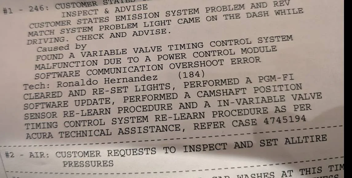 Acura Integra CEL under @ 900 Miles SEPT-VISIT4-DIAGS