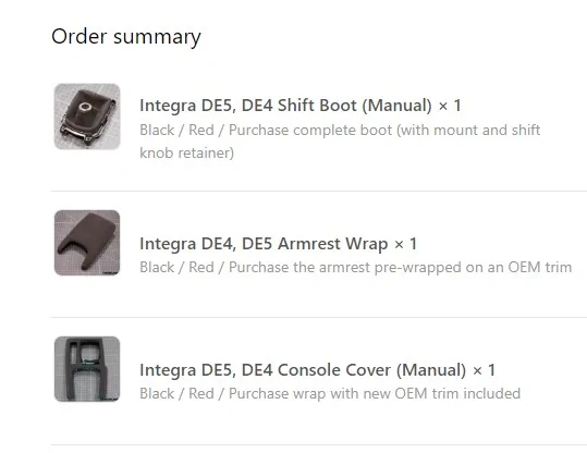 Acura Integra FS: Overland Designs: NEW Console Cover, Armrest, and Shift boot (DE5, DE4) Overland