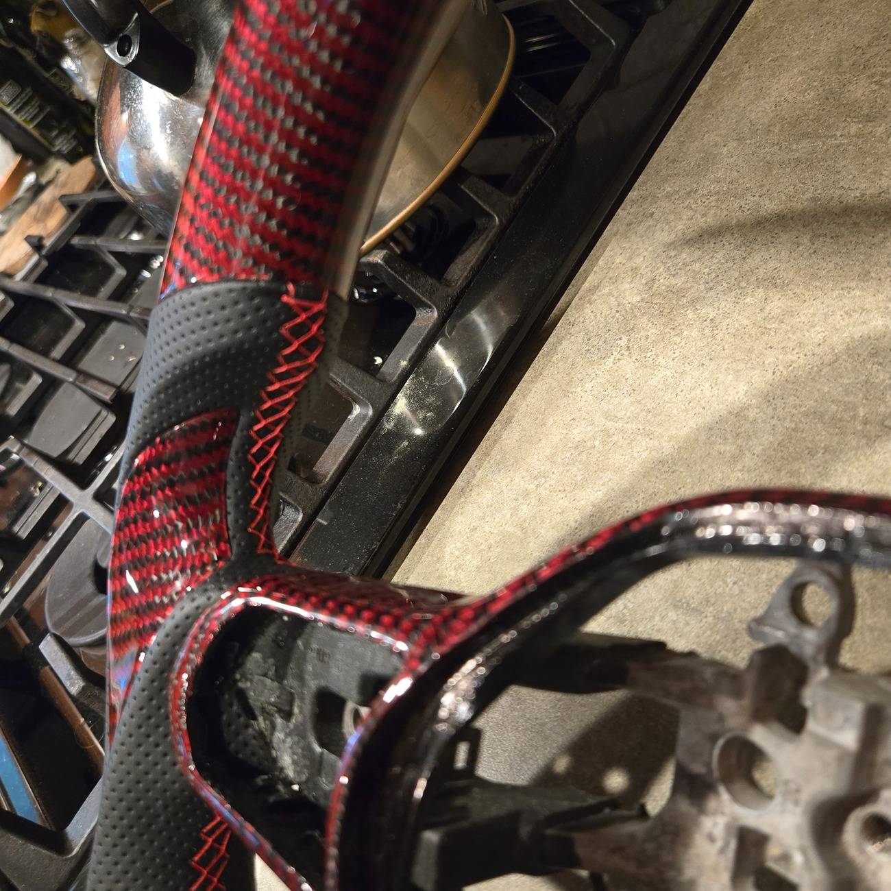 Acura Integra Custom red carbon fiber steering wheel 20250520_191132