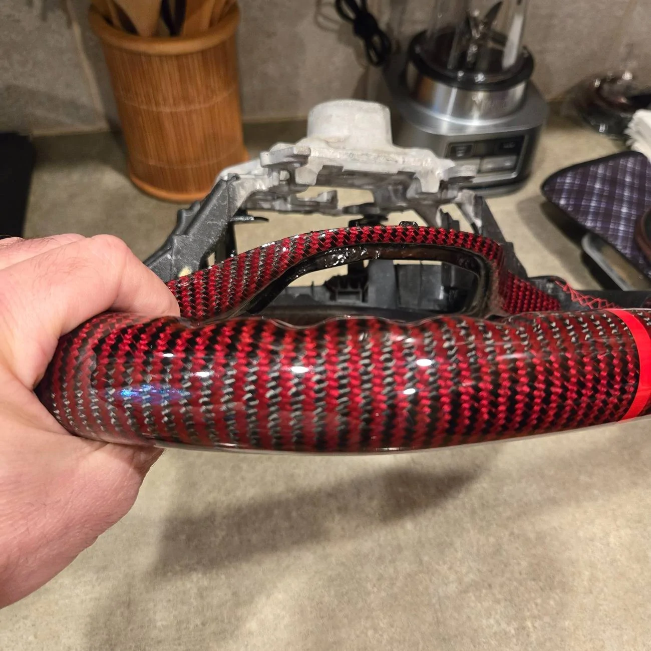 Acura Integra Custom red carbon fiber steering wheel 20250520_191156