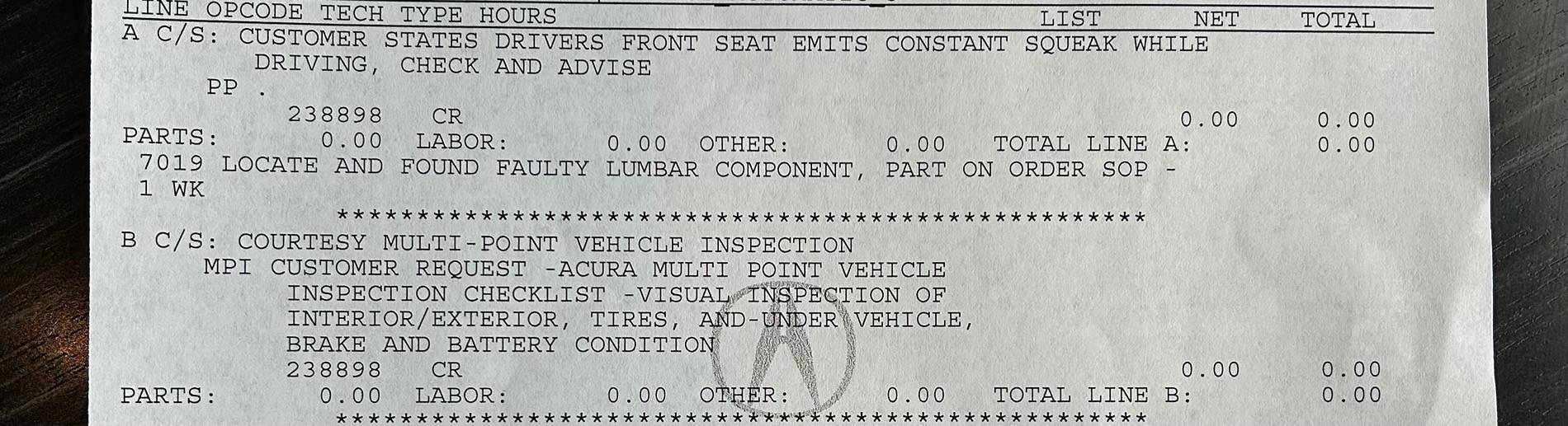 Acura Integra Does anyone else have annoying squeaking seat?  (vid) updated 6/16/25 IMG_4538
