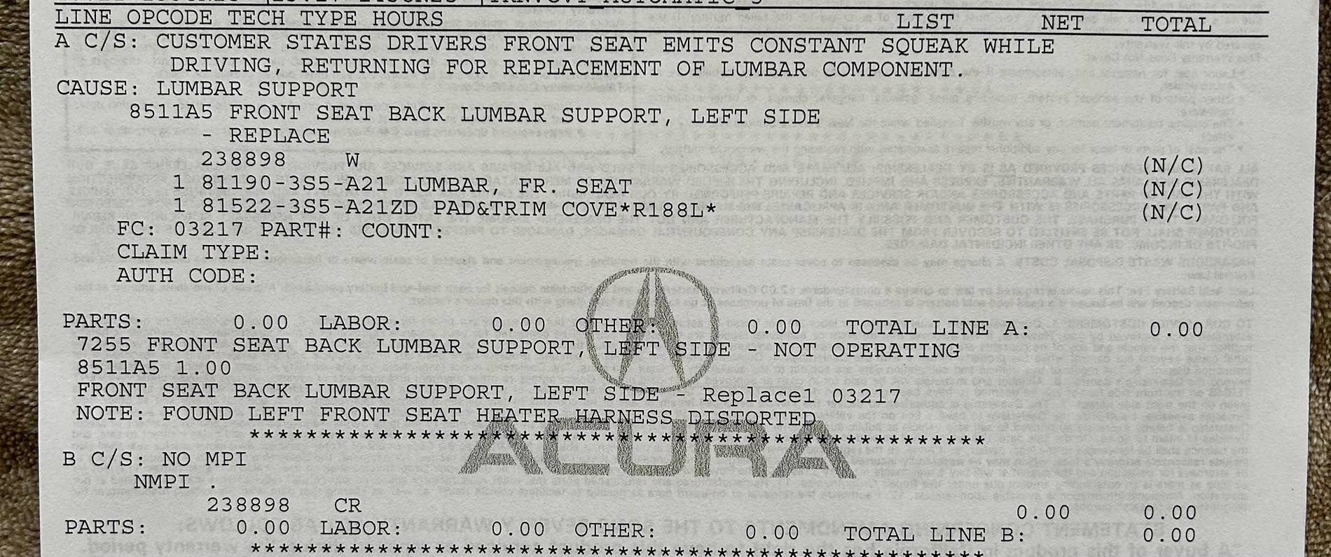 Acura Integra Does anyone else have annoying squeaking seat?  (vid) updated 6/16/25 IMG_4720