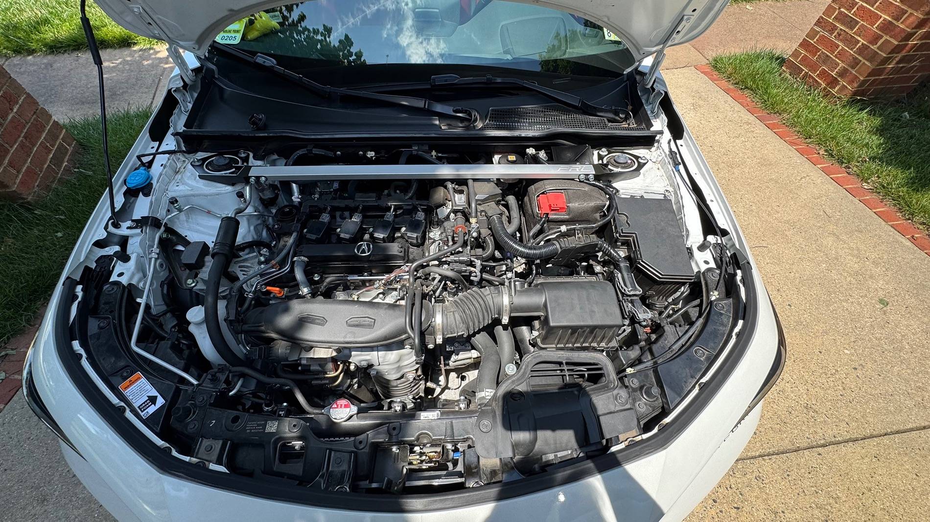 Acura Integra Front Strut Tower Bar on top of battery wires IMG_0621