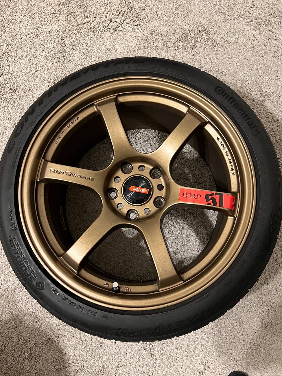 Acura Integra 5x120 RAYS Gramlights 57DR 18x9.5 +38 with tires and lugnuts for sale IMG_7124