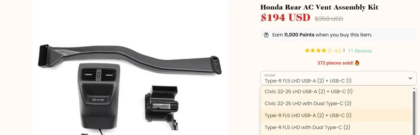 Acura Integra Rear AC vents part kit from 2022 Civic 1752674804392-am