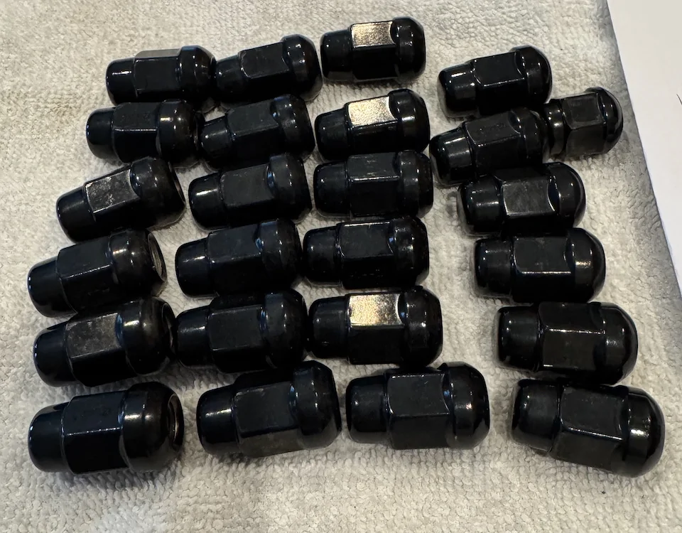 Acura Integra Gorilla, Black, M12x1.5 ball seat lug nuts, 1.38" tall acorn style, 24 pcs lugs_02