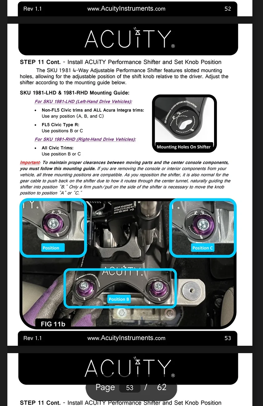 Acura Integra 4-Way Adjustable Performance Shifter for the LHD 11th Gen Civic and 5th Gen Integra IMG_5319