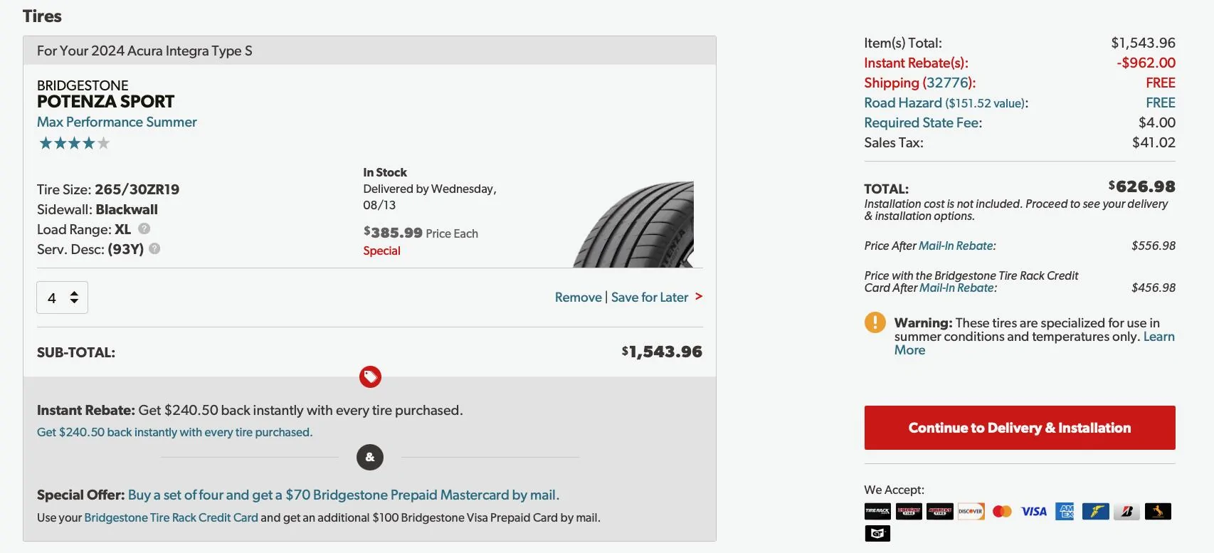 Acura Integra Tirerack Bridegestone Potenza Sport Deal Screenshot 2025-08-11 at 5.21.00 PM
