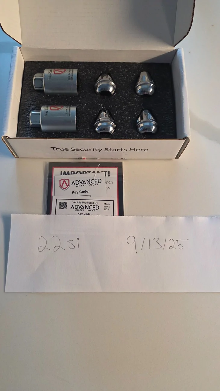 Acura Integra 27won SRI, Sprint filter and Advanced wheel locks ILLINOIS 20250913_171328