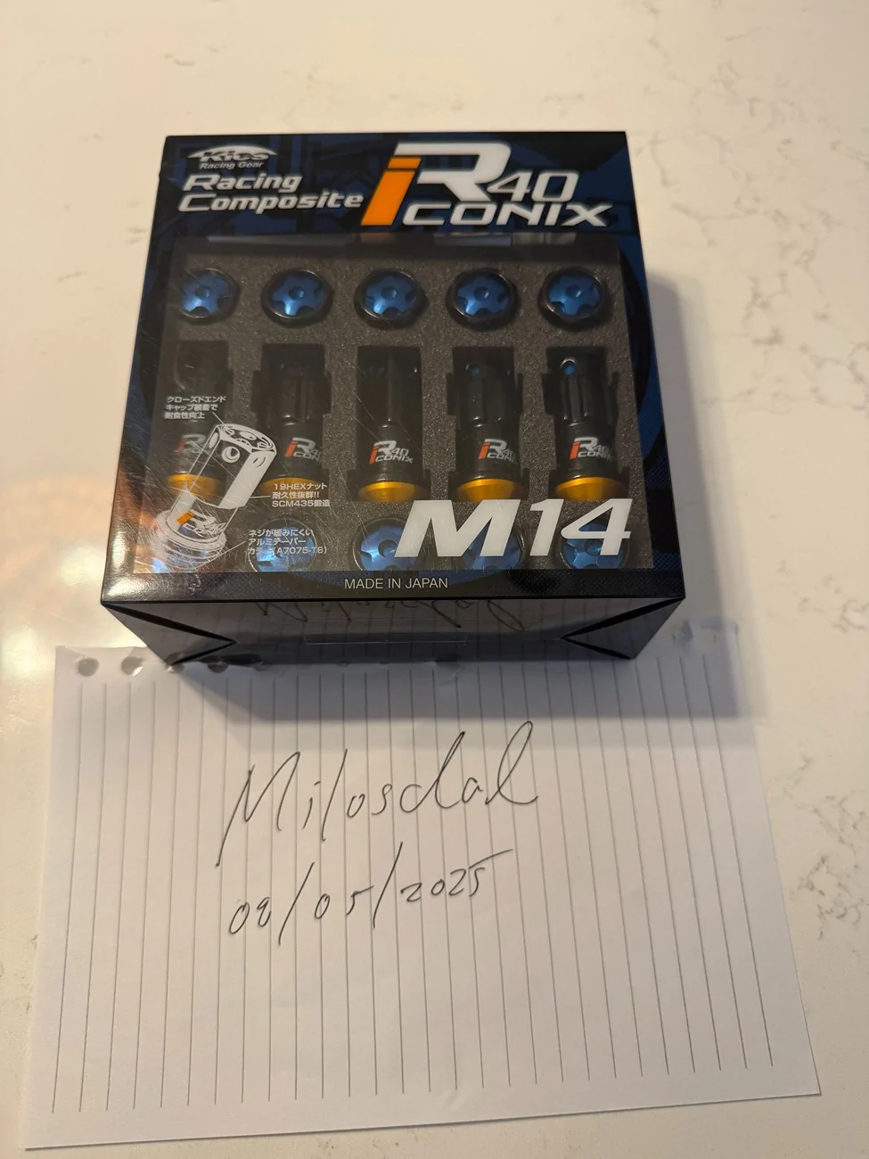 Acura Integra FS: NIB Genuine Kics R40 Iconix w/ Blue Aluminum Caps and Locks 260794-6e64770b5d6856d33e5c91b711af8d47
