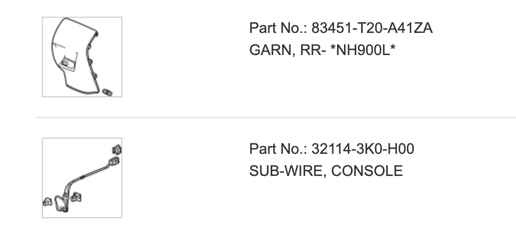 Acura Integra Parts for rear USB-C charger Screenshot 2025-10-01 at 9.09.12 AM