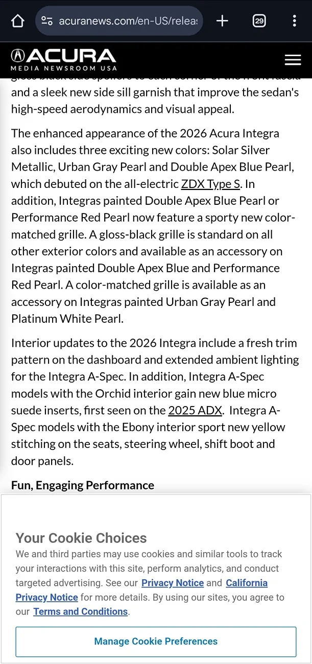 Acura Integra Documented/Undocumented changes on the 2026 ITS? Screenshot_2025-10-03-20-33-44-21_40deb401b9ffe8e1df2f1cc5ba480b12