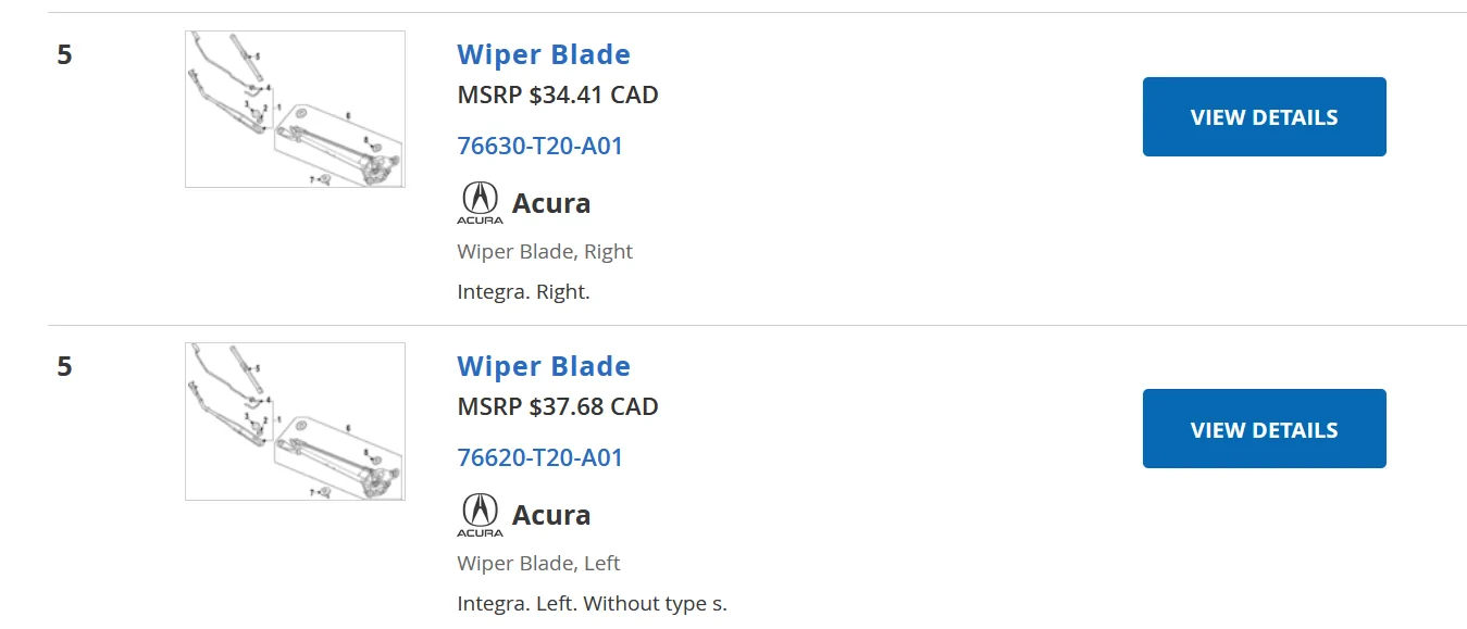 Acura Integra Wiper Blades... 1763820987098-98