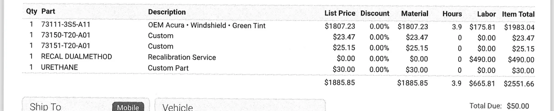 Acura Integra Windshield replacement is very expensive. Screenshot_20251219_142638_OneDriv