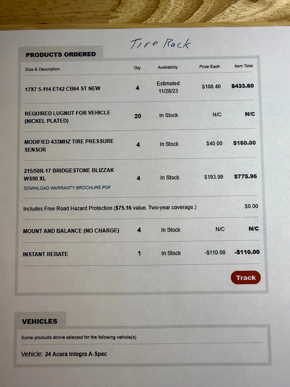 Acura Integra 215/50R-17 Bridgestone Blizzak Snow Tires & Rims IMG_1138