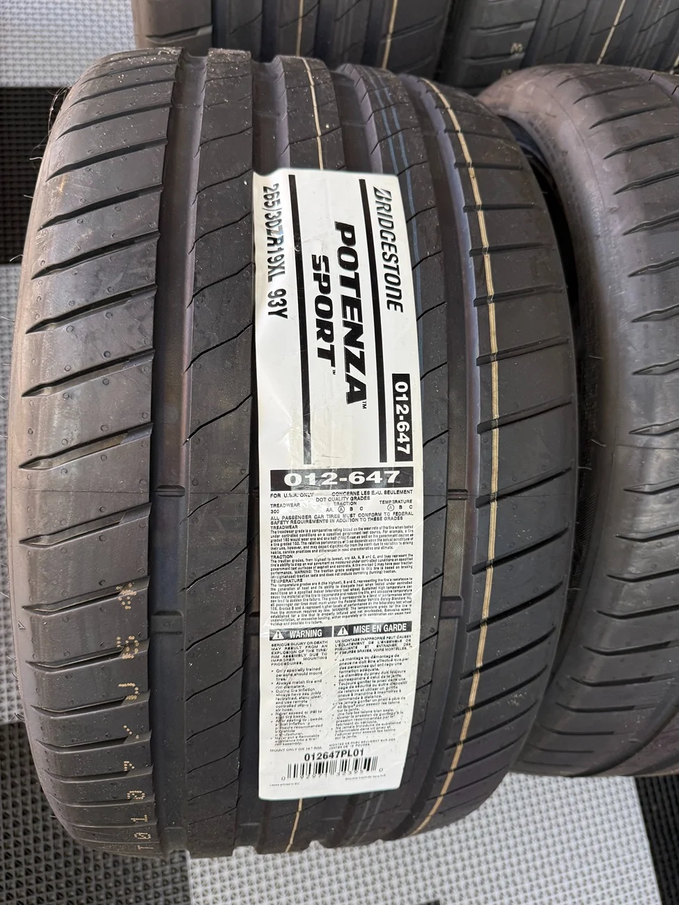 Acura Integra CA: 265/30ZR-19 Bridgestone Potenza Sport XL Tires - Brand New IMG_6718